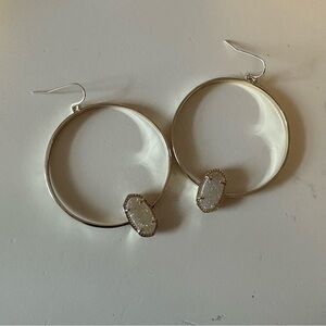Kendra Scott Gold Hoops Iridescent White Stone